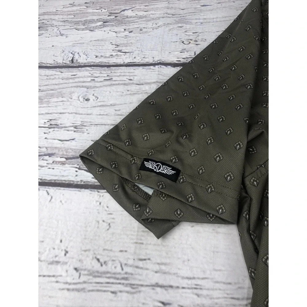 Straight Down Shirt M Performance Polo Golf All Over Print -Olive Green - Picture 3 of 12